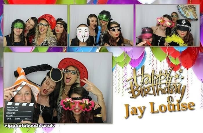 Photo booth print strips from a birthday party