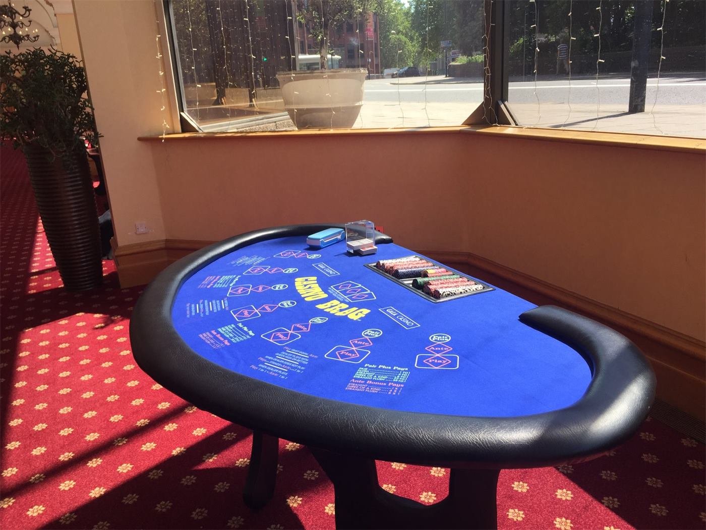 Three card poker table set up for a private party